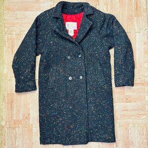 Vintage London Fog Tweed Overcoat Size 8 Made in USA | Wool Blend Rainbow Fleck